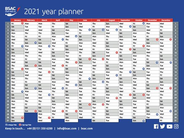 Thumbnail photo for Started planning for 2021? BSAC's year planner is now available to download!