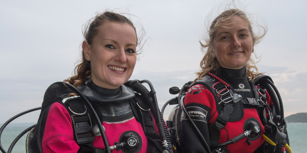 Jane Morgan - Pair - Buddies in kit ready to go diving