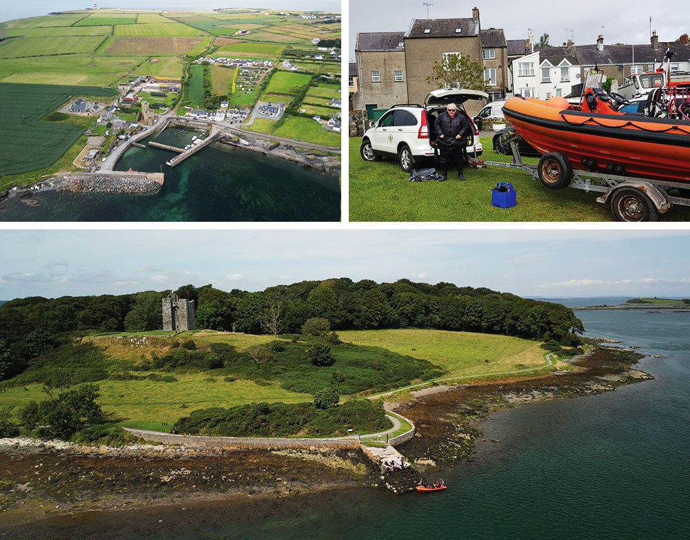 Clockwise: Hook Head Dive Rally, Wexford, Ireland 2024 | Ralph McBride, DO, Strangford town with new club car | Members enjoying a picnic by Audley’s Castle, Strangford