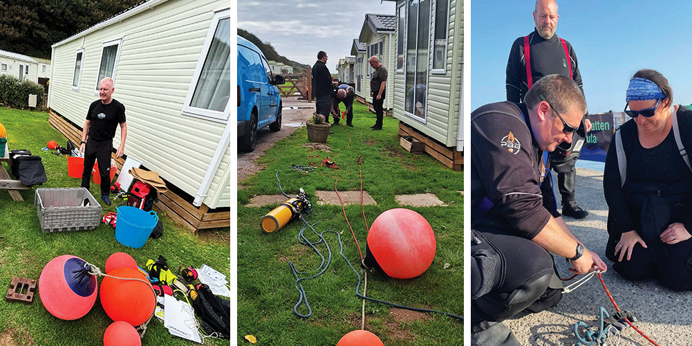 Left/Centre: Prepping the lazy shot | Right: Making the ‘lazy prussic’