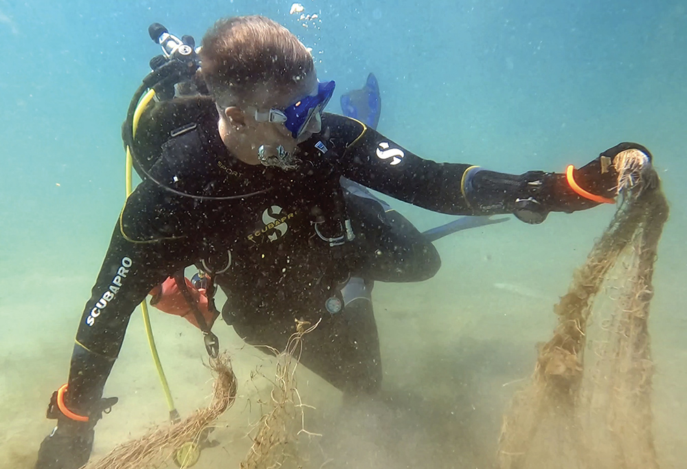 Clearing a ghost net
